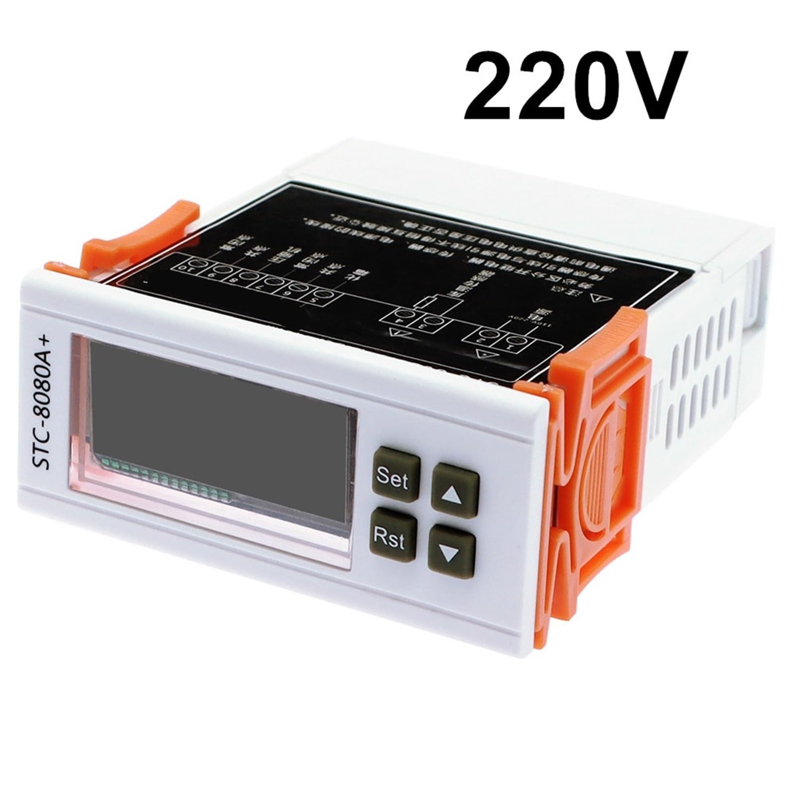 STC-8080A+ Digitaler Temperaturregler 12V 24V 220V Automatische Zeitsteuerung Abtauung Intelligenter Thermostat Alarmfunktion(White 220V)