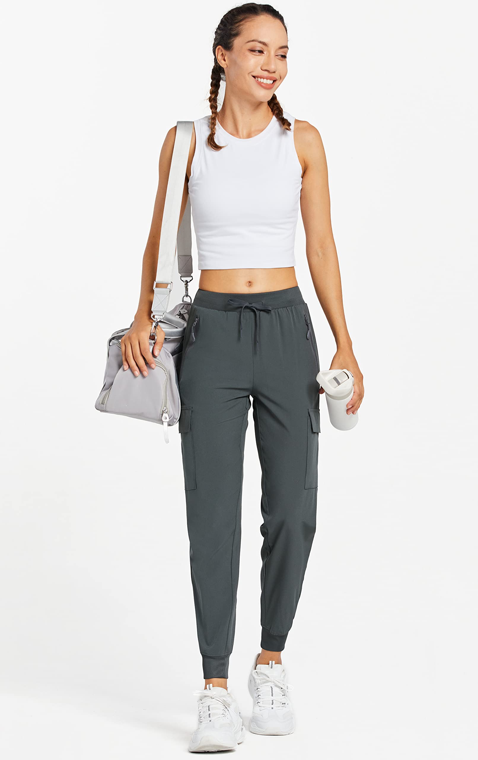 Comallan Pantaloni da Trekking da Donna Estivo Cargo Jogging Leggeri ad Asciugatura Rapida Pantaloni per Sportivi Running Sports Casual all'Aria Aperta