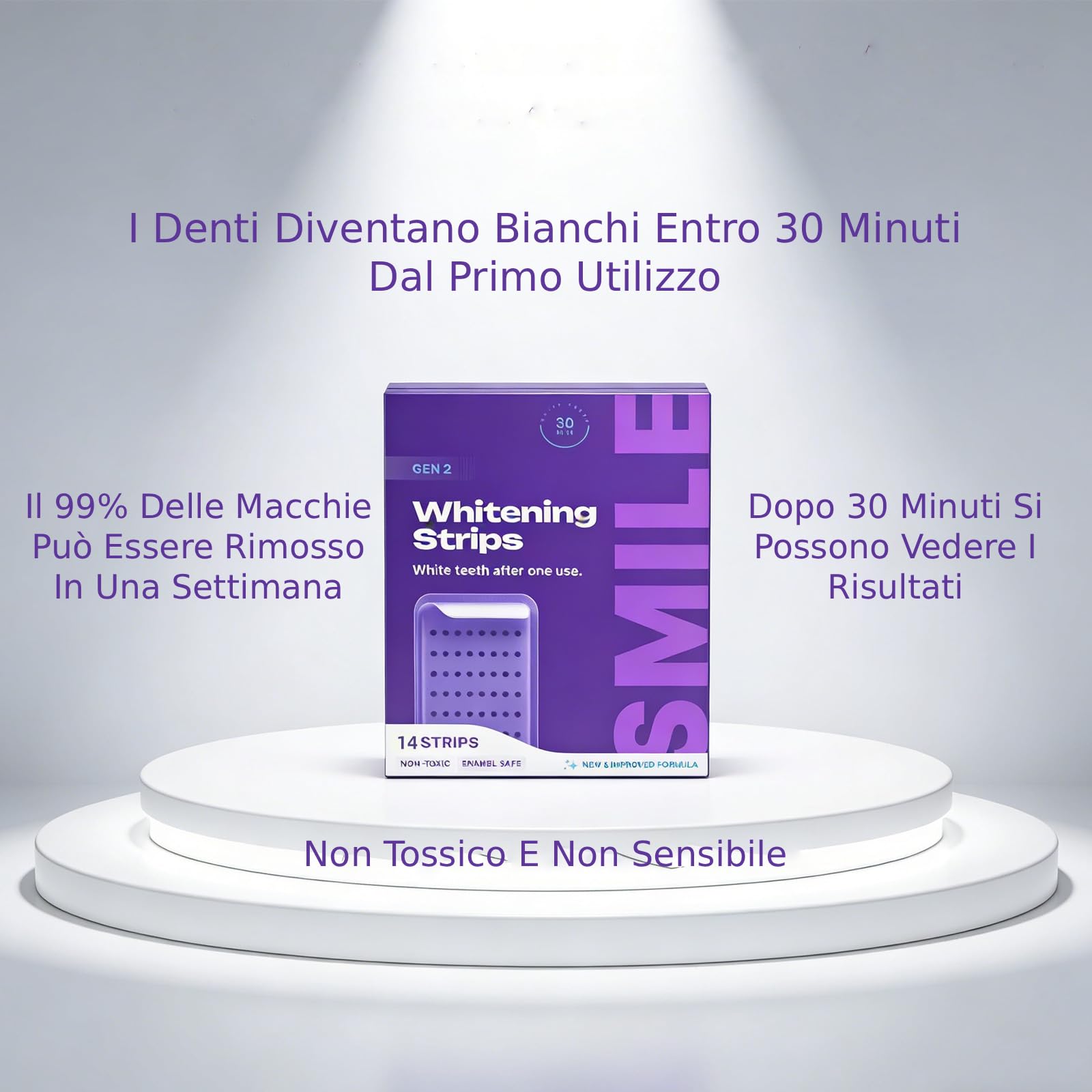 Strisce Sbiancanti Denti, Sbiancante Denti, Whitening Strips, 30 Minuti di Rapido Effetto Visibile, Rimuove Macchie Caffè/Vino/Fumo (1 Scatola - 14 Pezzi) - 3