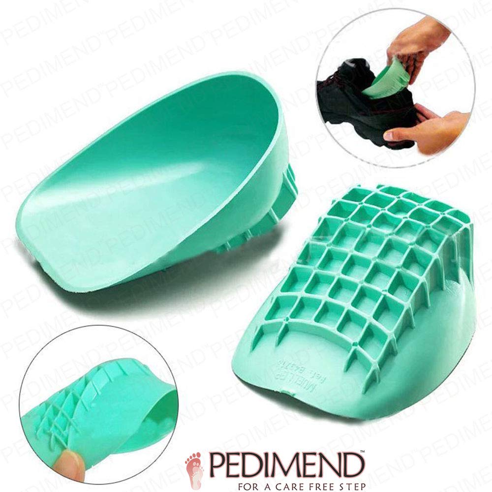 Pedimend Silikongel-Fersenpolster (3 Paar) – Stoßdämpfende Fersenpolster – reduziert Fußschmerzen/Müdigkeit und Schwellungen – mehrlagiges Waffeldesign absorbiert Stöße – Unisex – Fußpflege (grün)