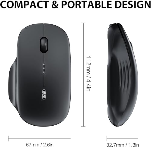Miniatura 6 de INPHIC - Mouse inalámbrico silencioso pequeño y recargable de 24 G 1600 DPI óptico portátil para viaje con receptor USB para PC portátil computadora