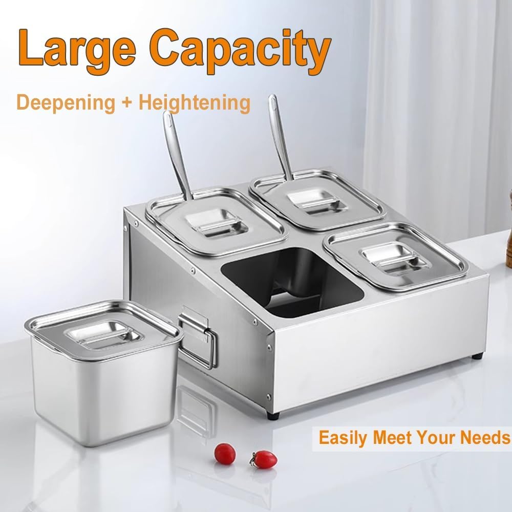 Stainless Steel 2-Row Spice Rack Organizer - Countertop Seasoning Holder with Spoons Set - Ideal Kitchen Storage Solution for Restaurants & Home Cooking (C-53X18X16CM/21X7X6IN) image 3