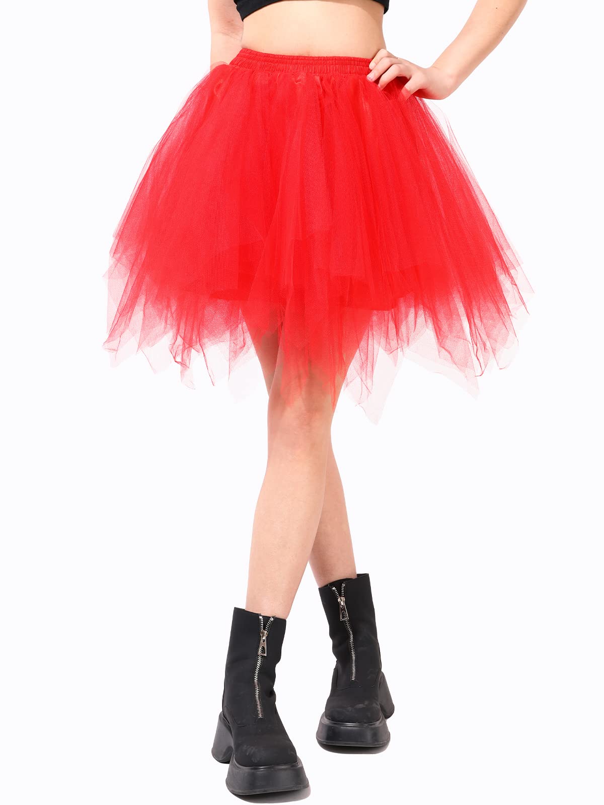Kefiyis Tüllrock Damen Tütü Karneval Party Tutu Kurz 50er Rockabilly Petticoat Ballet Halloween Fasching Cosplay Tanzkleid Kostüm