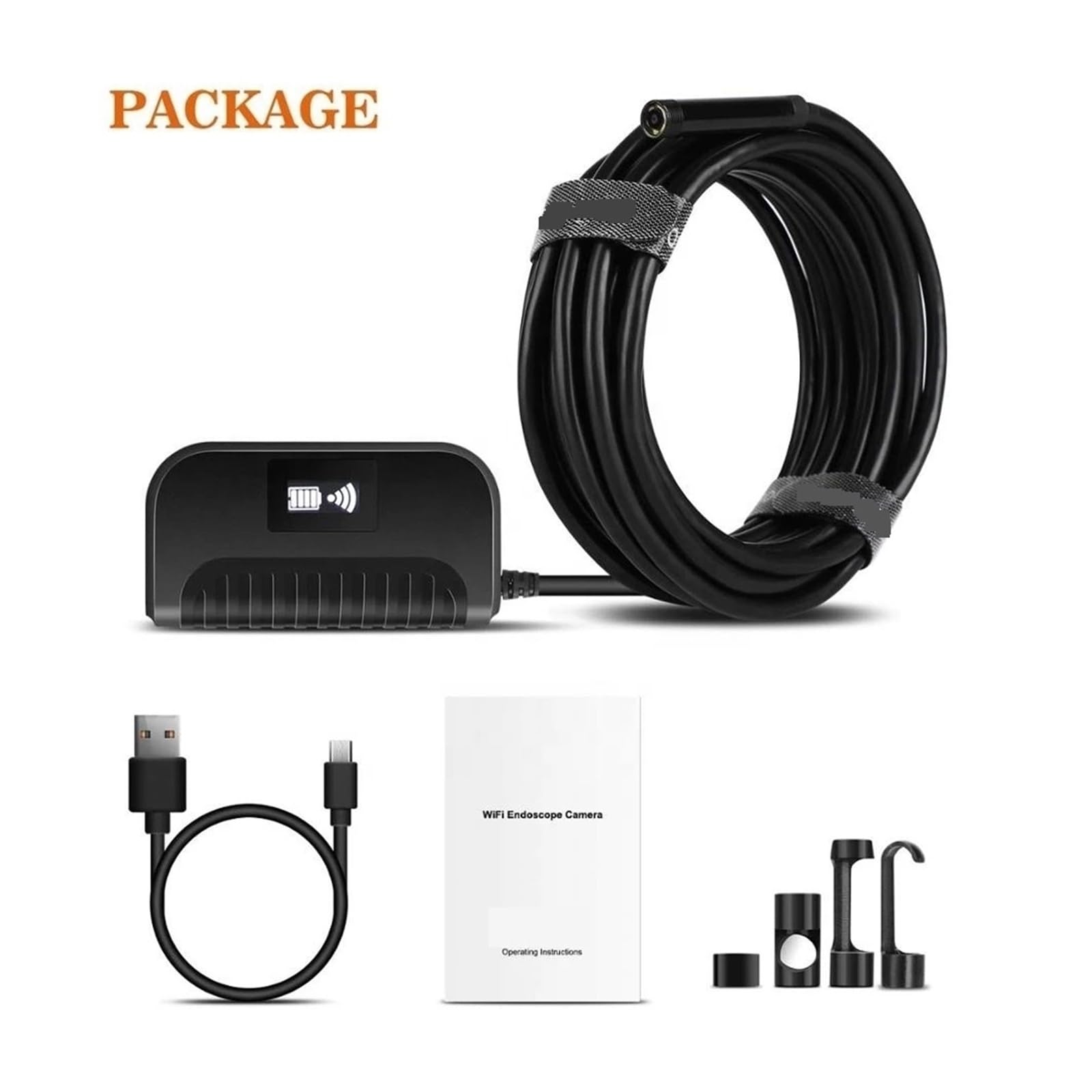 Kamera inspekcyjna endoskopu Kamera Endoskopowa 8mm WiFi Z Dwoma Obiektywami HD 1080P Elastyczny Boroskop Do Kontroli Rurociągów Samochodowych, Kompatybilny Z Telefonami Komórkowymi(1m,8mm single lens