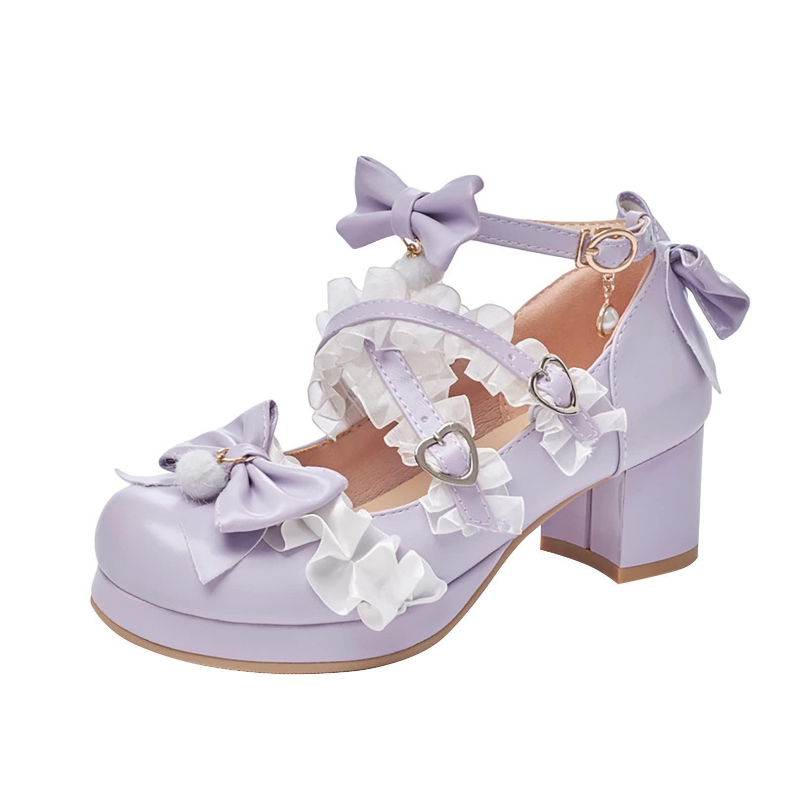 Zapatos de tacón para niña - Mary Jane Zapatos de tacón alto con flores correa al tobillo zapatos para niños, puntera redonda, zapatos de boda, zapatos de noche, zapatos de noche, elegantes