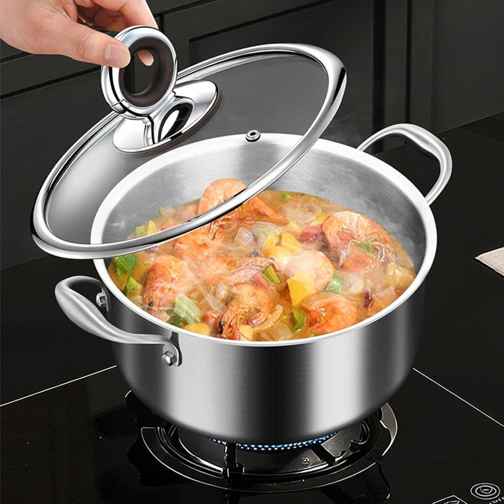 Titanium Hammered Soup Pot, Nonstick Soup Pot with Lid, 10.24 in Cooking Pot, Heavy Duty Induction Cooking Pot, Sturdy & Double Handle,Dishwasher Safe