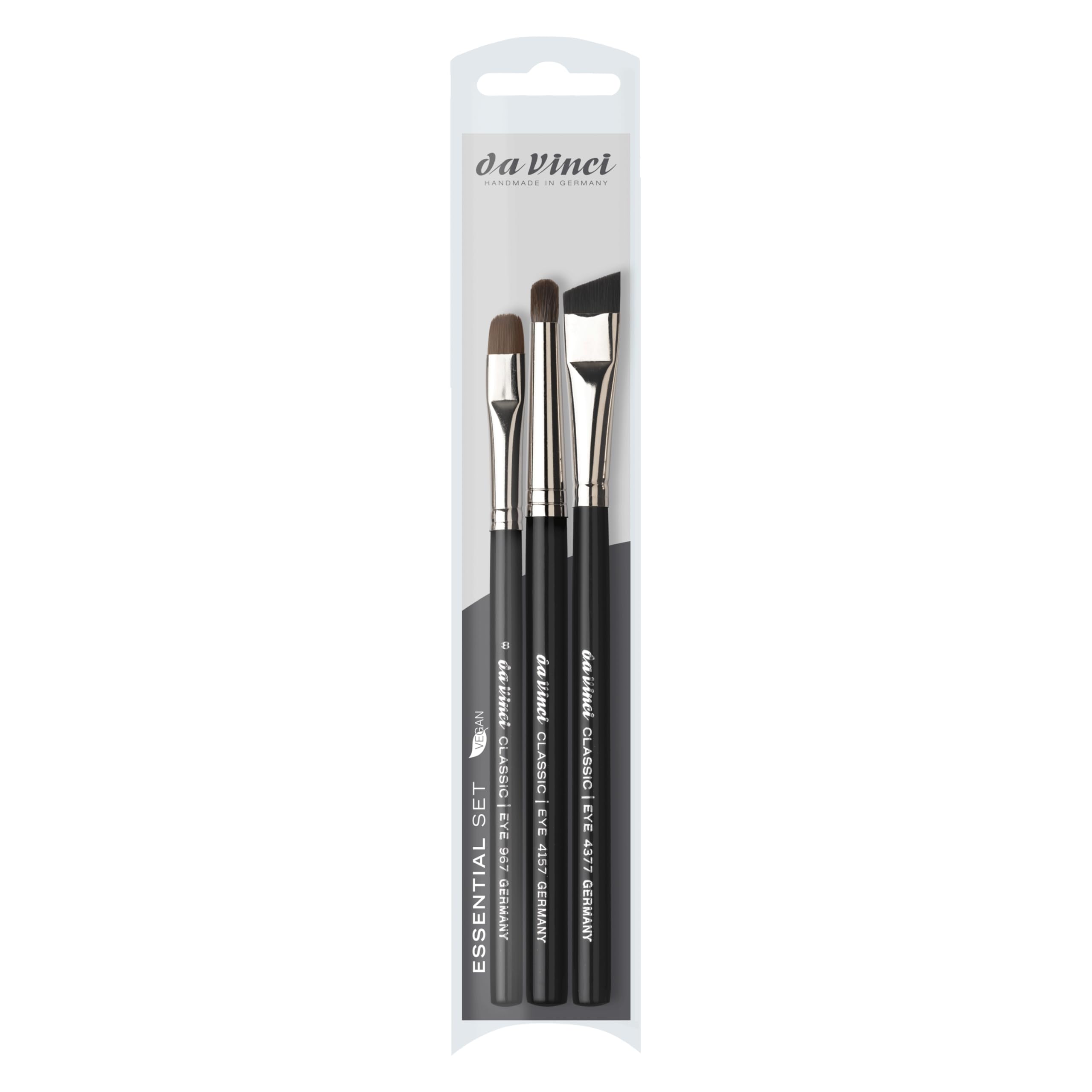 Da Vinci CLASSIC ESSENTIAL Makeup-Pinselset – Lidschatten, Blender & Eyeliner, Handmade In Germany | Für Präzises Schminken