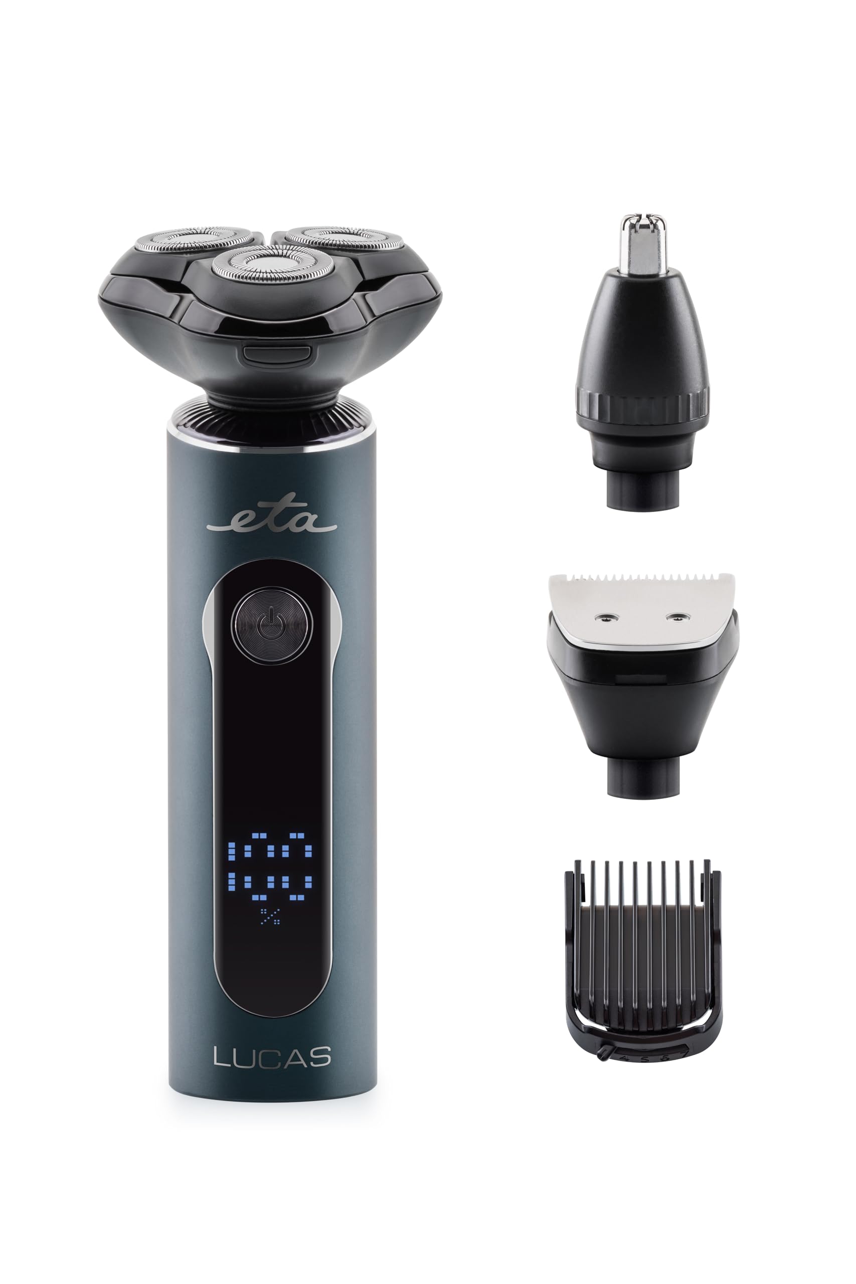 Eta Rasoio Rotativo Uomo Lucas I Batteria (Li-Ion) I 3 Trimmer I Impermeabile I Durata Della Batteria 50 Minuti I Display Lcd I Indicatori Led I Velocità: 1-image