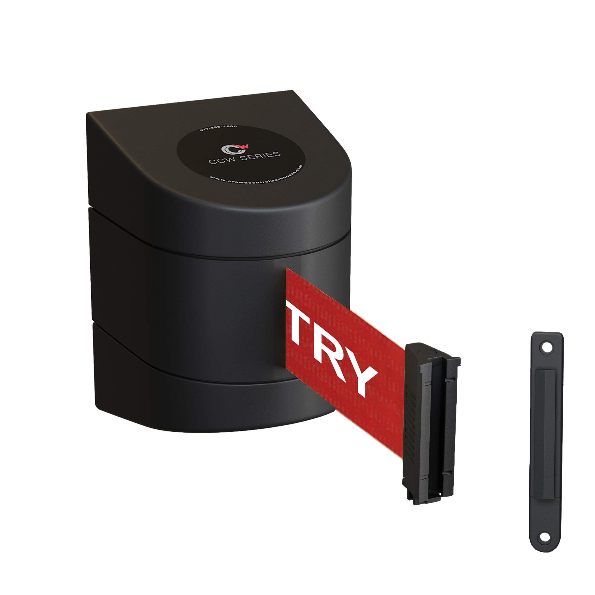 Crowd Control Warehouse - CCW Series WMB-220 Fixed Wall Mount Retractable Belt Barrier - 15 Foot, Red