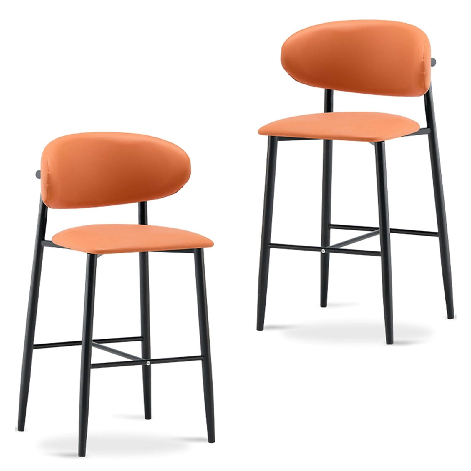 Ensemble de 2 tabourets de Bar rembourrés, Hauteur comptoir 56/66/76 cm, avec Repose-Pieds et Pieds en métal Robustes, pour la Maison, Un pub, Une Cuisine ou Un café.