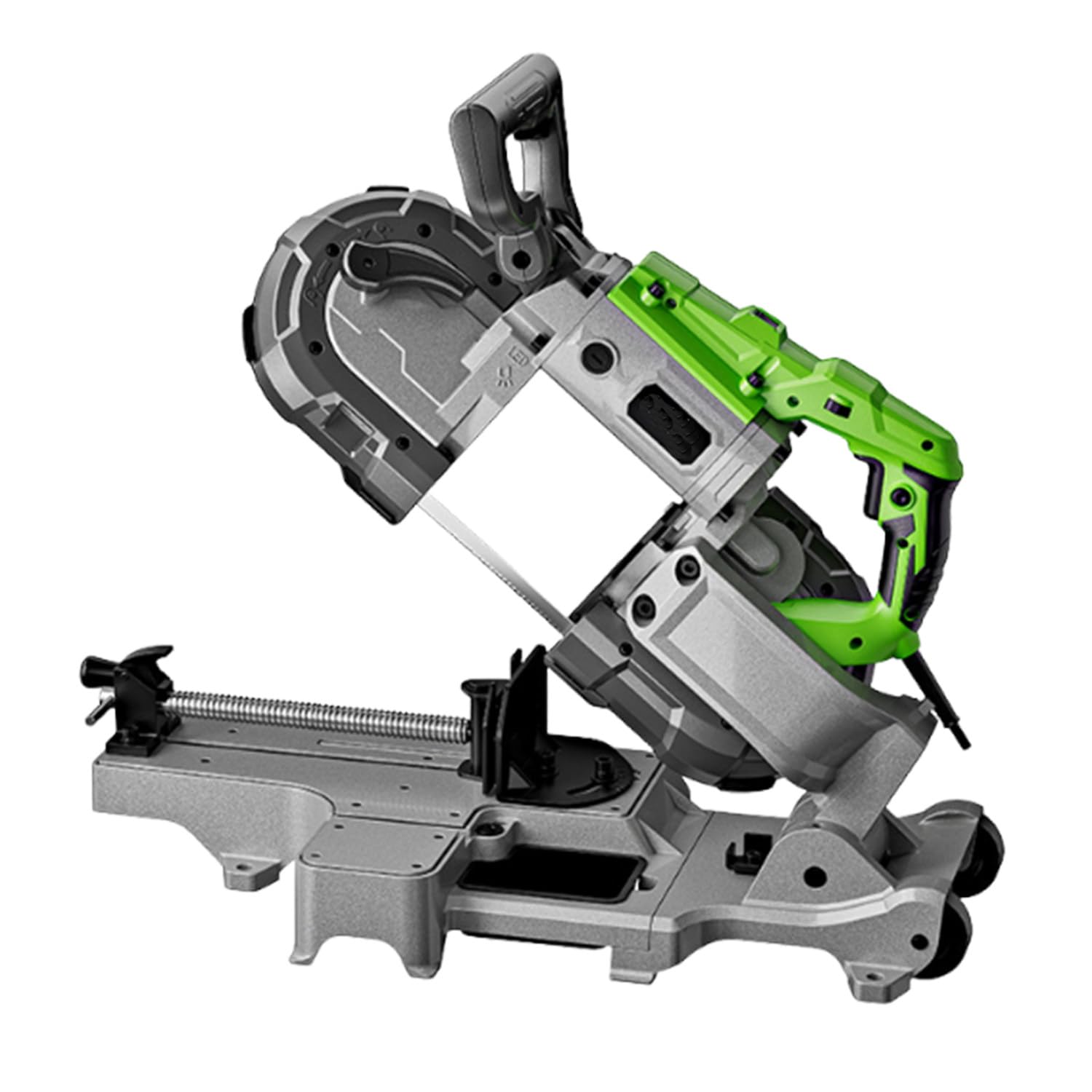 Sierra De Cinta De 12 Cm para Cortar Metal, Sierra Ingletadora, con Base Extraíble, Velocidad De Corte De 0,8-2,40 M/S, Iluminación LED Incorporada, Adecuada para Metal, Madera, Etc.