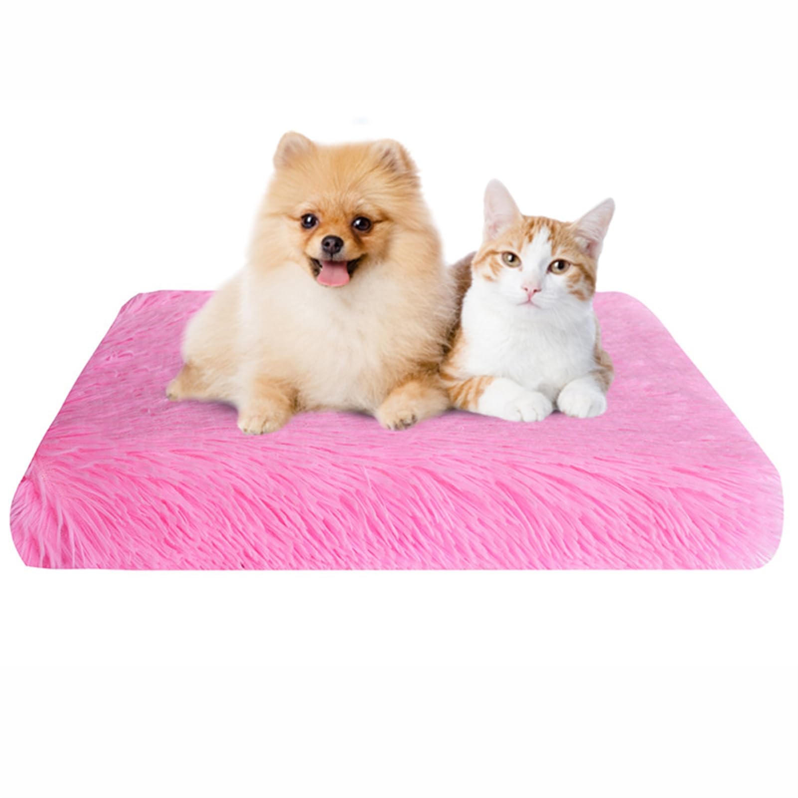 BESTORI Dog Bed Soft Plush Waterproof Lining Dog Crate Pad Mat with Removable Washable Cover Fluffy Anti-Slip Pet Mats for Sleeping Playing, Pink 02, 100 x 60 x 7 cm