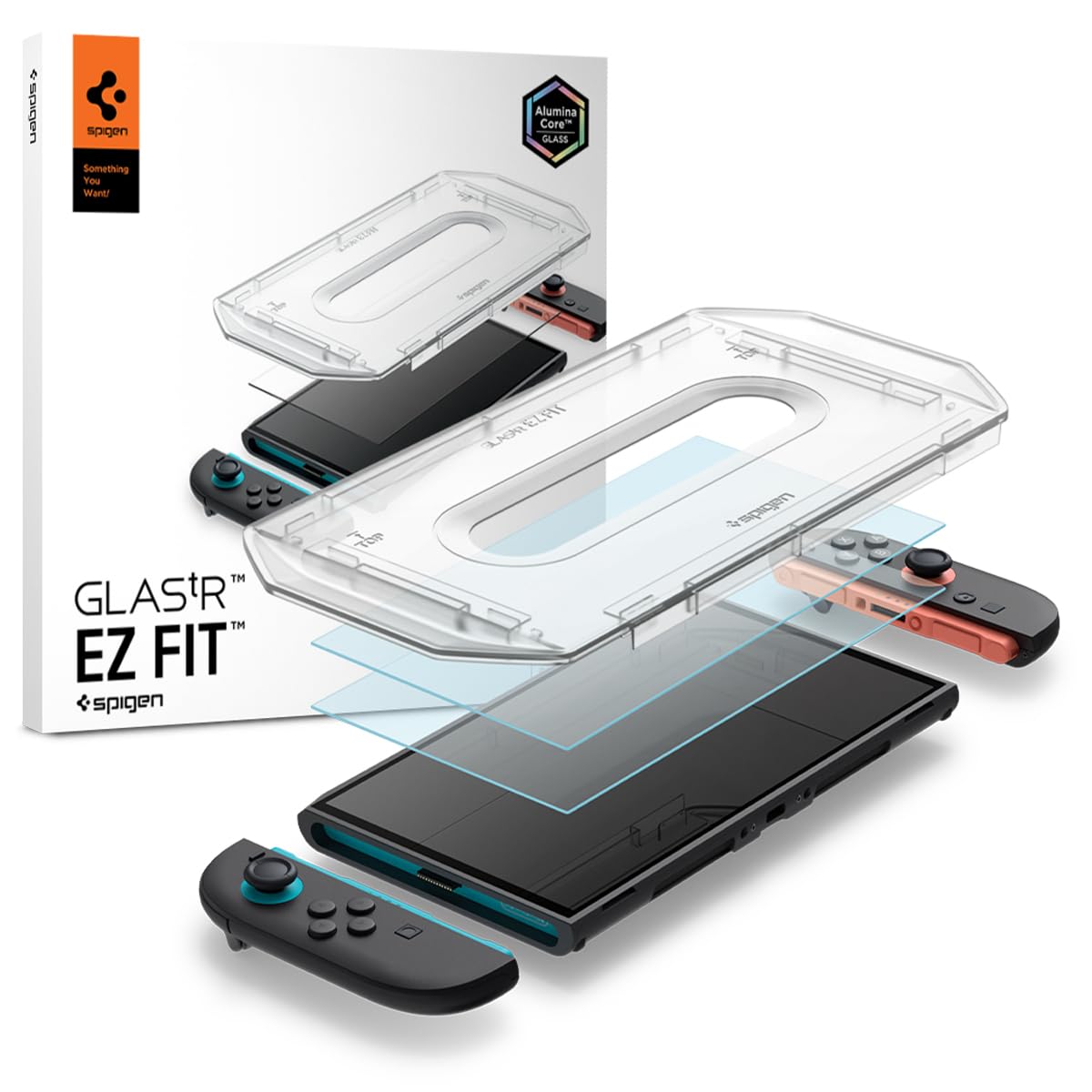 Spigen AluminaCore Tempered Glass Screen Protector [GlasTR EZ FIT] designed for Nintendo Switch 2 (2025) - 2 Pack 9H+ Hardness, Aluminum-Enhanced Durability and Impact Resistance