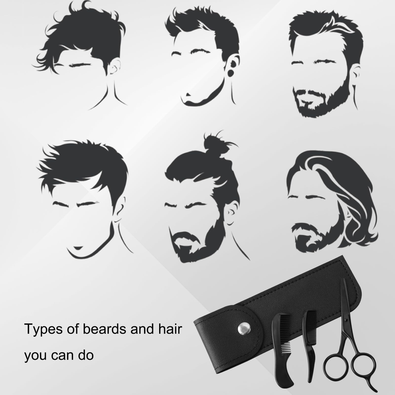 Tijeras Barba Hombre Profesional de Acero Alemán de para Barba y Bigote Tijera Barba Hombre Set 12,7cm Incluida Barbas de Tijeras para Barbaa y Bolso para Recortar Barbas Cabello y Cejas