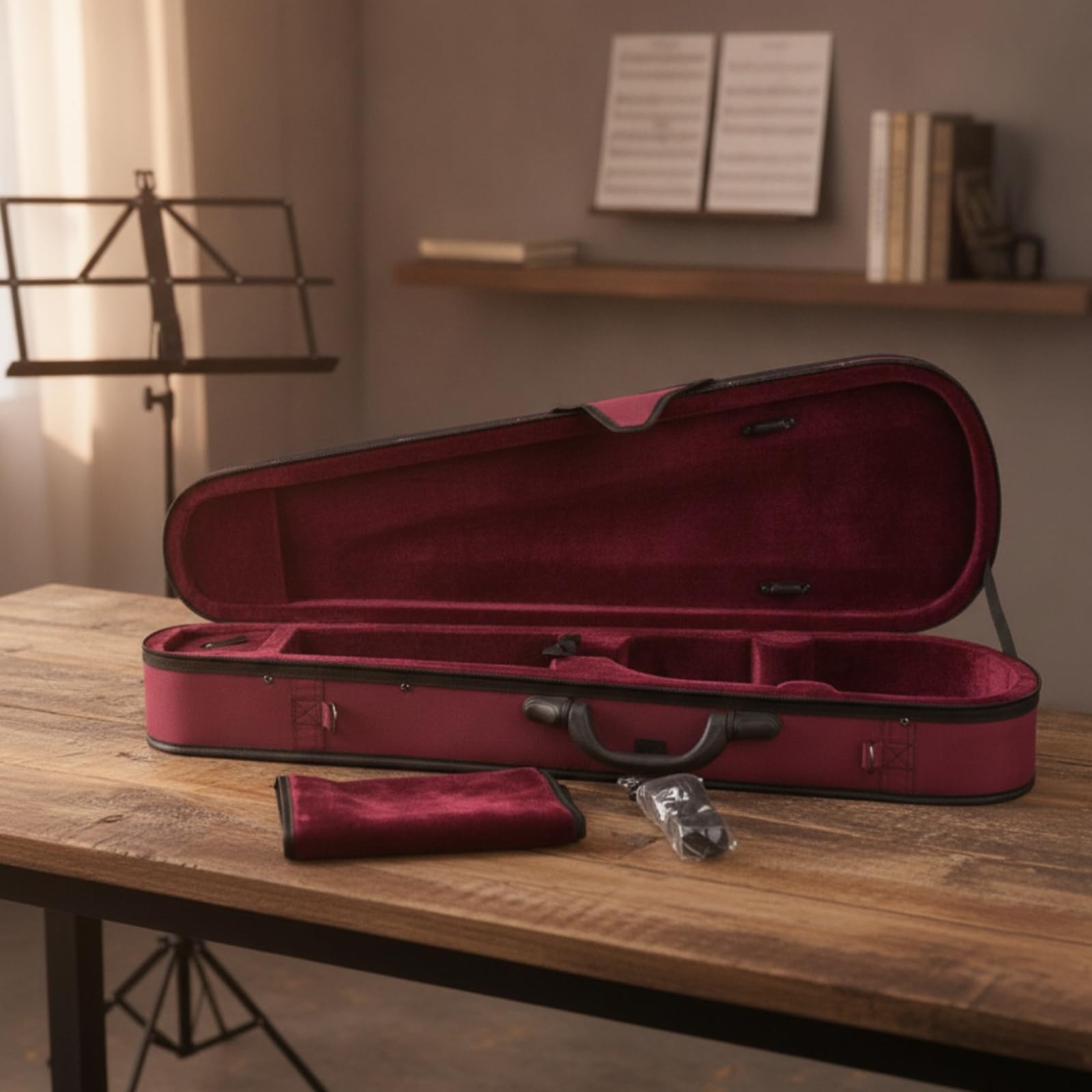 Estuche Triangular Violín Rígido Estuche Violín con Correa Resistente Funda para Violinistas, Estudiantes, Viajes, Ensayos, 3/4