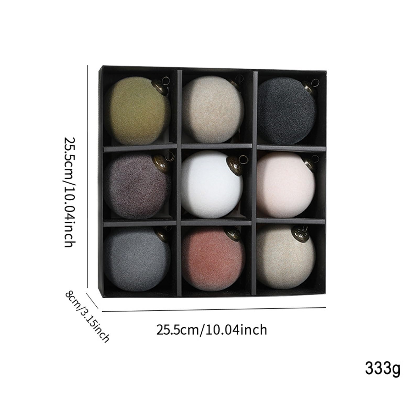 9 szt. aksamitnych bombek choinkowych 3,15" w stylu vintage, flokowane, dekoracyjne bombki wiszące, nietłukące się plastikowe ozdoby choinkowe(Schwarz)