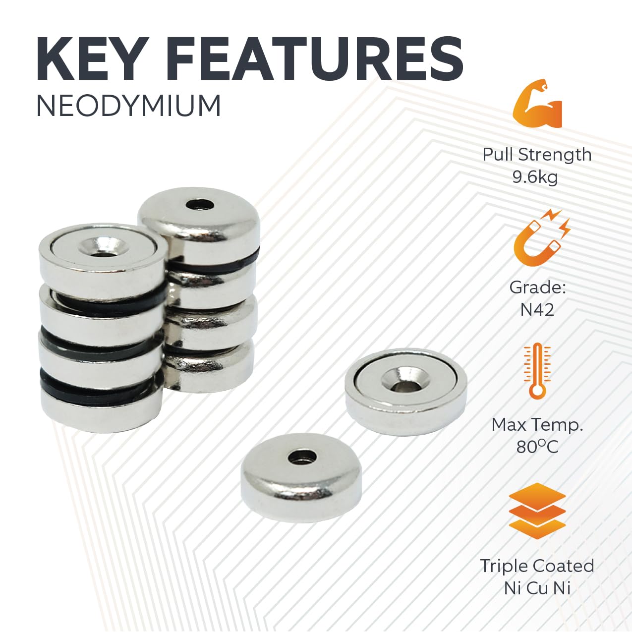 N42 Neodym Pot Magnet Pack von 40