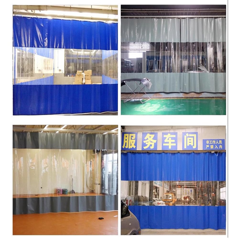 Zfmnoyev Rideaux De Séparation pour Garage, Panneaux en Vinyle Industriel Transparent, Rideau Suspendu en PVC De 0,6 Mm D'épaisseur avec Œillets Métalliques(Jaune,3x2m/9.8x6.6ft)