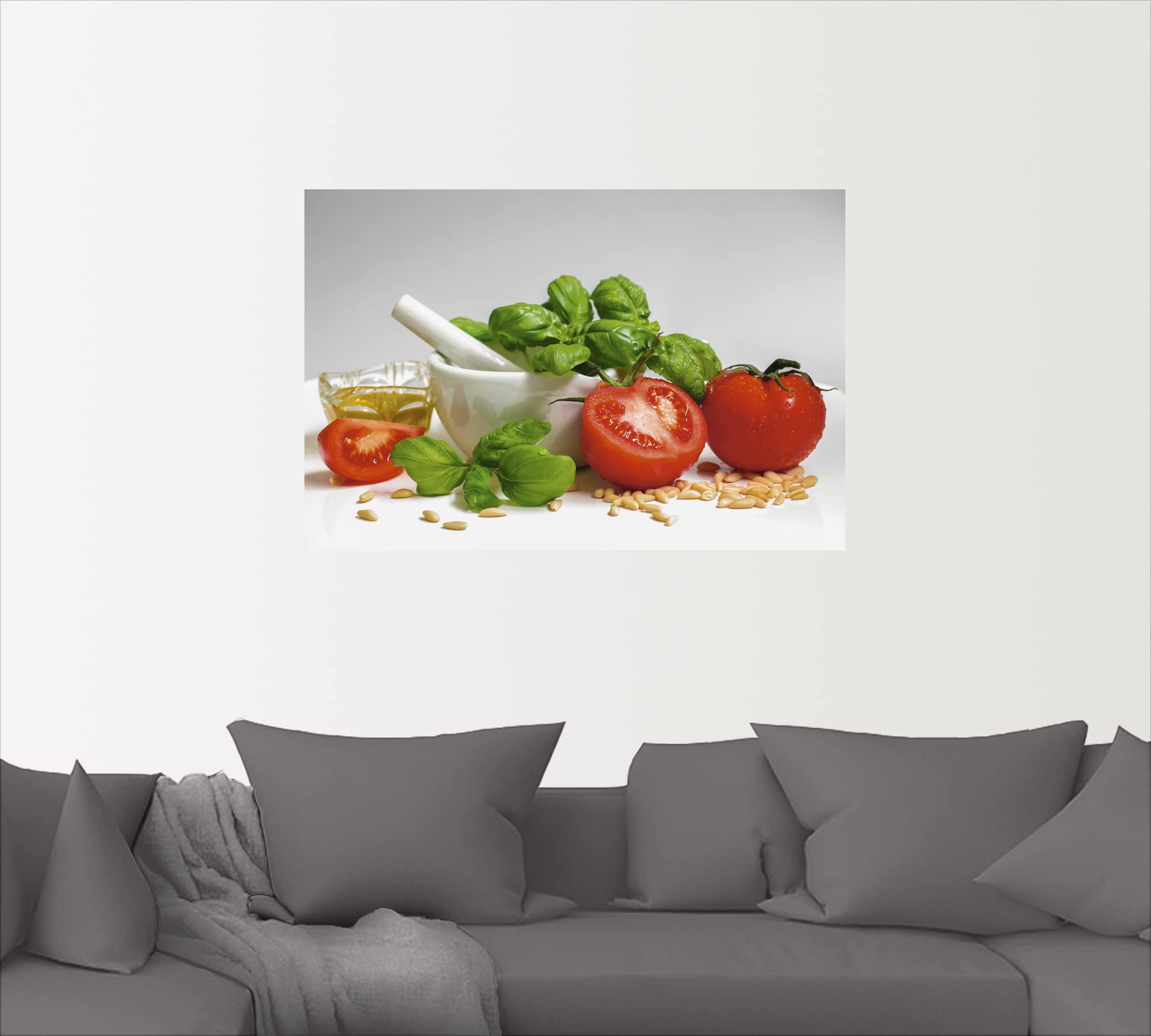 ARTland Wanddeko Wandtattoo selbstklebende Vinylfolie 90 x 60 cm Ernährung Genuss Lebensmittel Gewürz Foto Weiß Bereit für Pesto T1RH