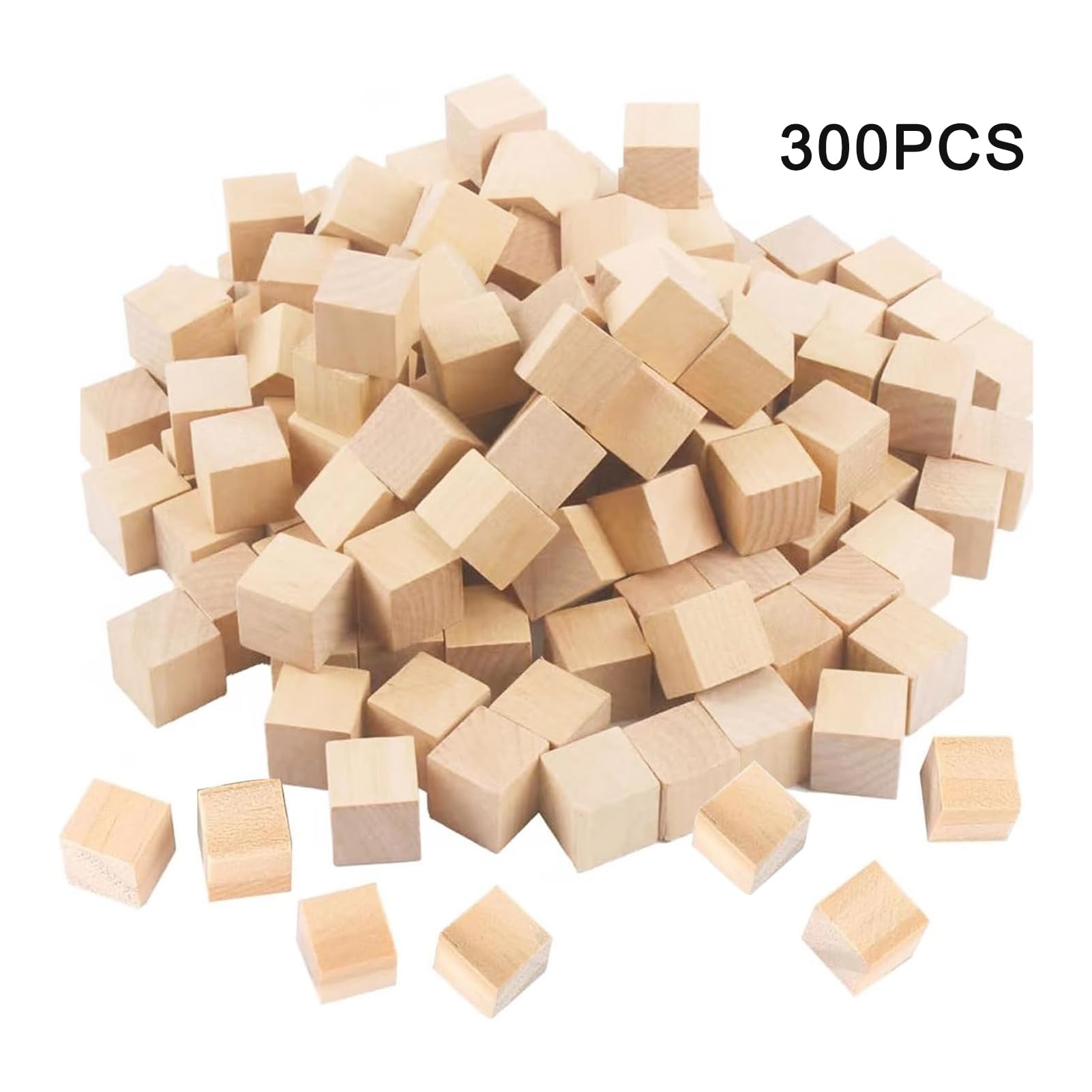 300 Pcs Small Wooden Cubes, 1cm Wood Square Blocks Natural for Crafting Natural Square Wooden Blocks - Image 3