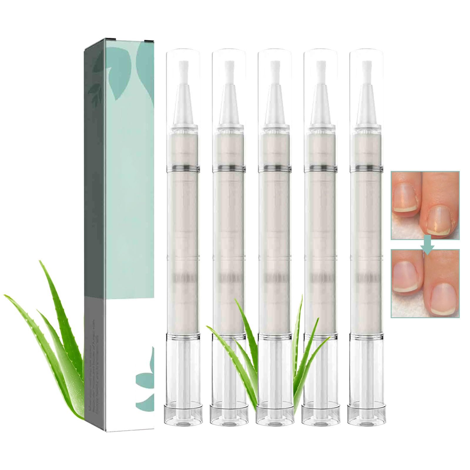 5 Pezzi Nail Care, Penna per la cura delle unghie, con Aloe Vera, per le unghie danneggiate