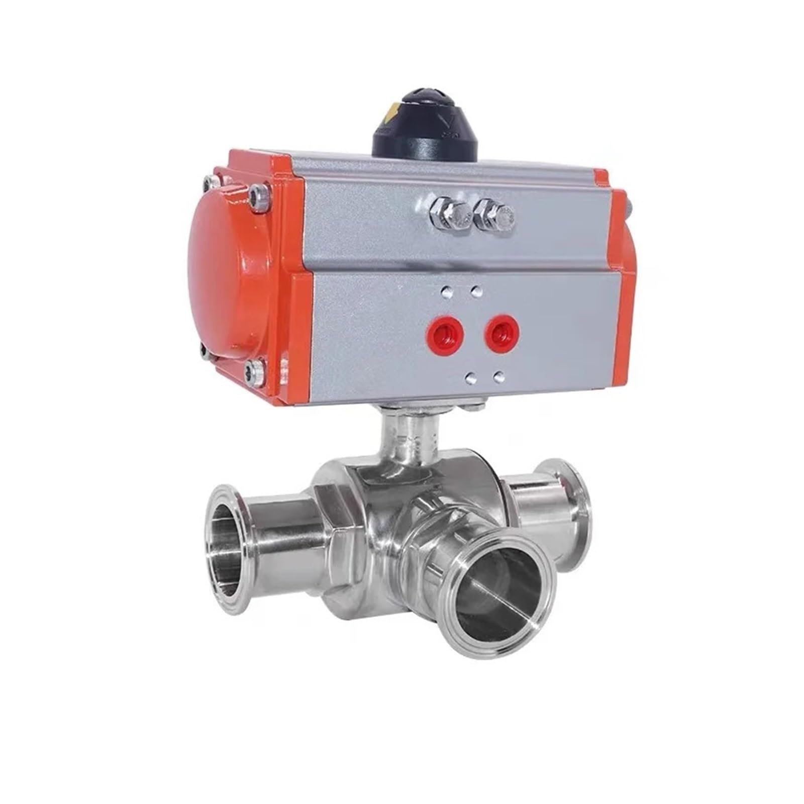 32mm 3 Way 304 Tri Clamp Ferrule T/L Type Pneumatic Ball Valve with Double Acting Cylinder(T Type)