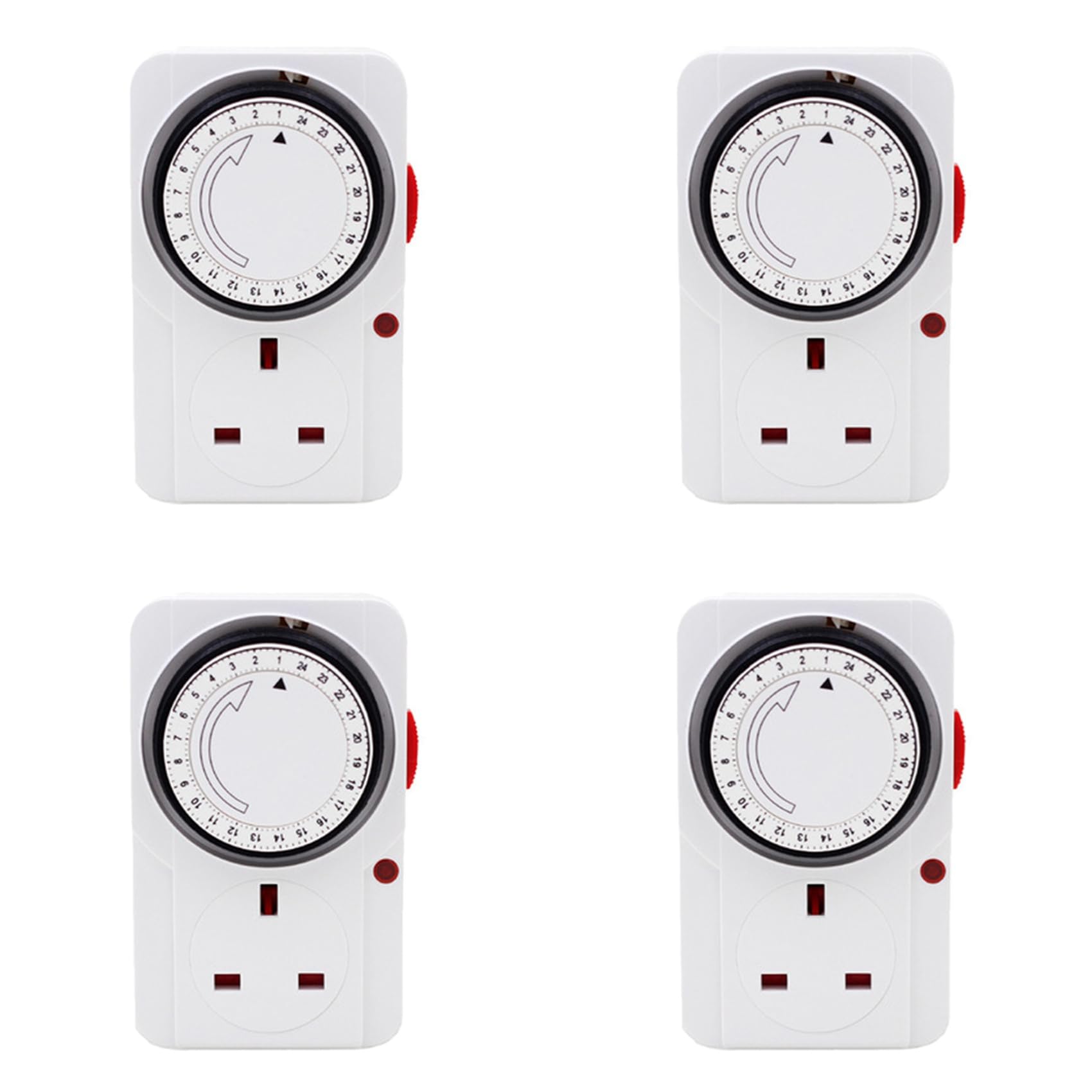 Oewwthy 4X 24-Hour Segmented Timer Switch-Saving Plug Timer Socket Kit-With Programmable Time Controller Uk Plug