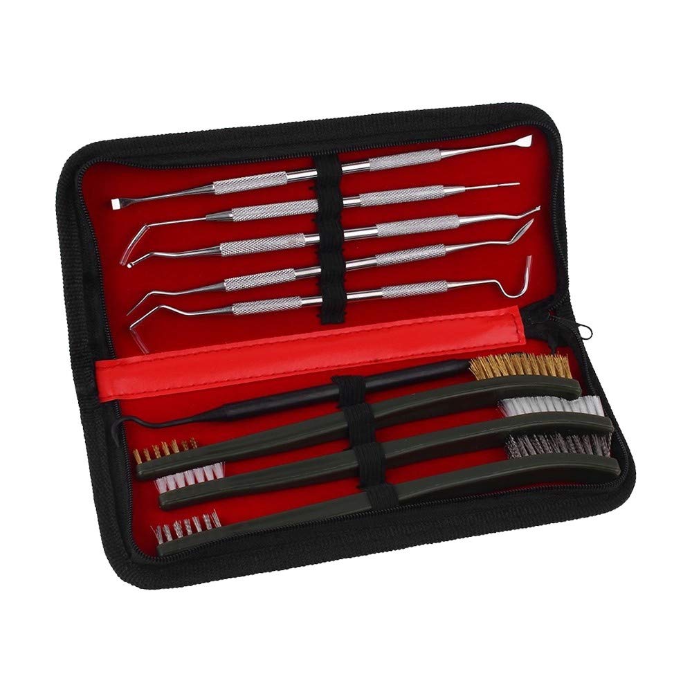 MiOYOOW 8 PCS Kit di Pulizia della Pistola, Spazzole per Pulizia Spazzola per Pulizia a Pistola a Doppia estremità Spazzola in Nylon con Filo di Acciaio in Ottone