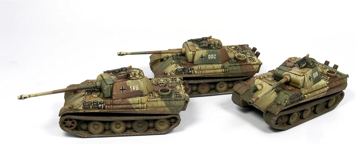 Wargames Delivered - Victrix Panther Ausf G Tank Set with Bonus Miniature STL Download –6 Highly Detailed 12mm (1:144) Scale WWII German Tanks Miniature Figures with Decal Sheet for Wargaming