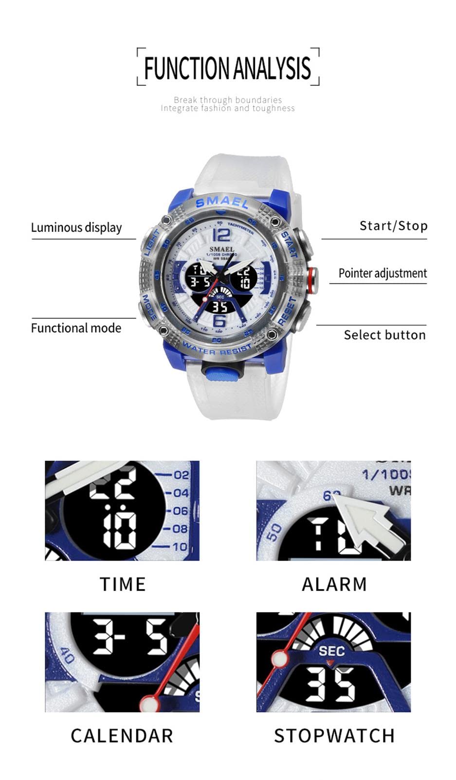 Hommes Montres, Sports Imperméable Multifonction De Plein Air Analogue Digital Multifonction Électronique Quartz Mode Montres-Bracelets