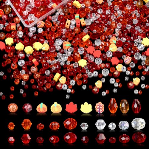 ZHIYUXI 1150PCS Thanksgiving Beads Fall Orange Glass Beads Jewelry Making