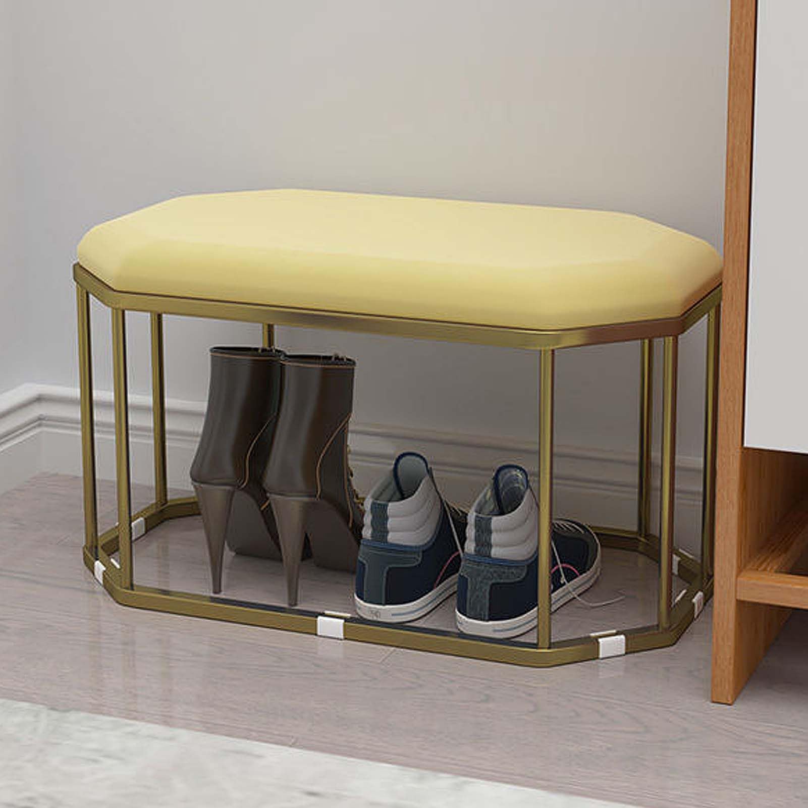 SXZenSpace Entry Way Bench with Shoe Storage and Seating Small for Bedroom Stainless Steel Changing Stool Entryway