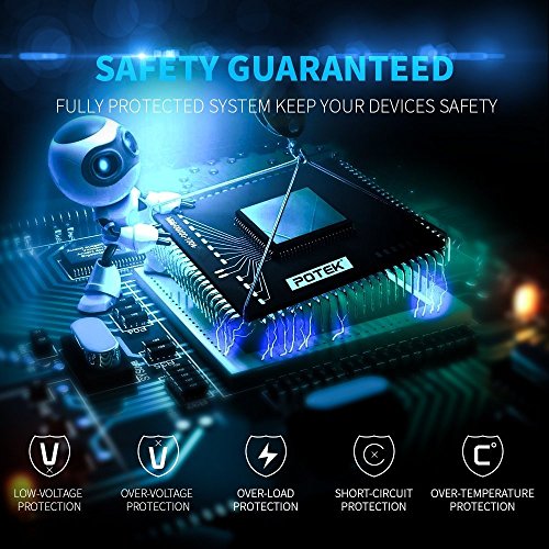 POTEK 500W Power Inverter DC 12 V to 110V AC Car Converter with Digital Display Dual AC Outlets and Dual USB Charging Ports for Tablets, Laptop and Smartphones