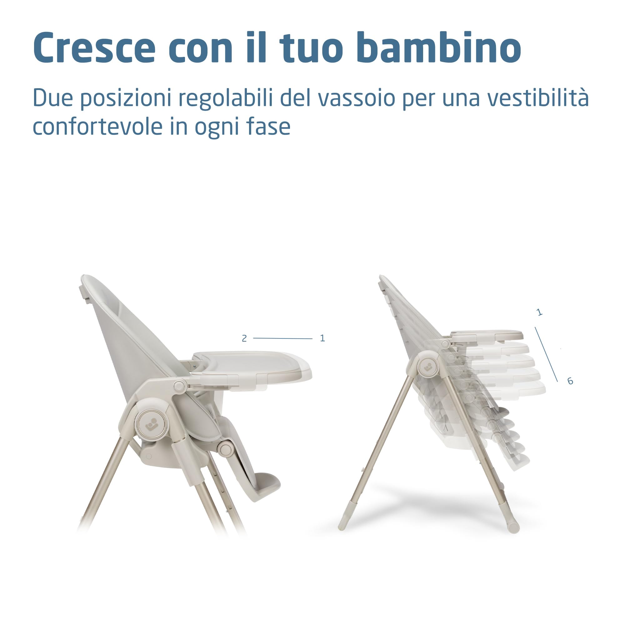Maxi-Cosi Ava2,Seggiolone Pappa 0-3 Anni (Fino a 15 kg), Seggiolone Pieghevole Compatto, Leggero (9,45 kg), 5 Reclinazioni e 6 Altezze, Vassoio Rimovibile Con Una Mano, 2 Ruote, Elegance Beige