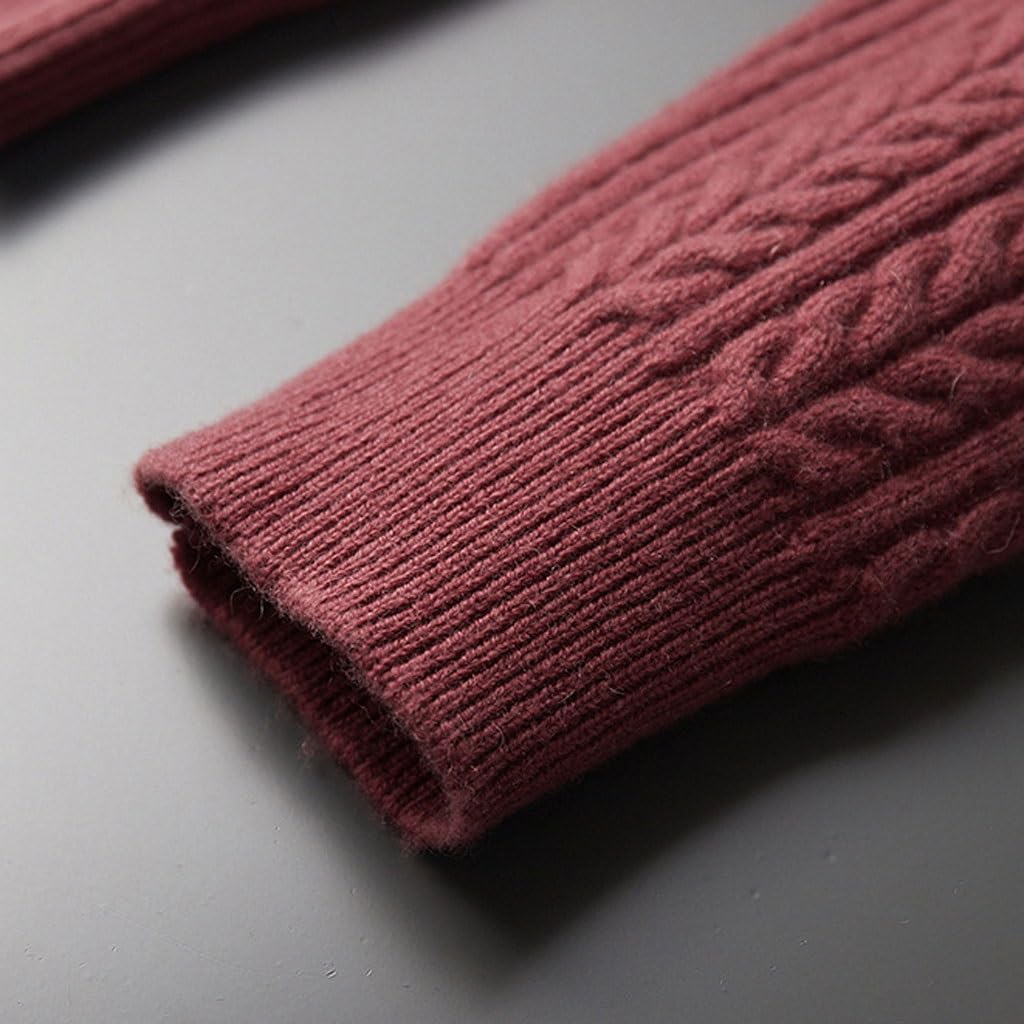 メンズカジュアルセーター レトロツイストカシミヤセーターメンズラウンドネック肥厚全身ジャカード底シャツ秋と冬のニットウールセーターメ