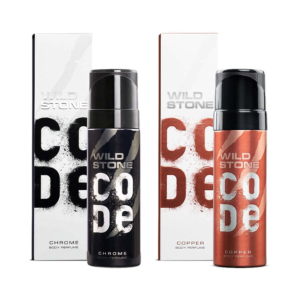 Wild Stone Code Chrome and Copper Body Perfume Combo for Men, 120ml each (Pack of 2)