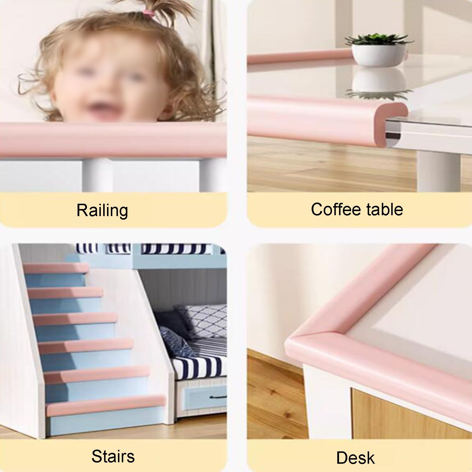 Protectores de Borde Parachoques Espuma con cojín Protector Seguro Adhesivo for Muebles Escritorio Mesa Afilados(Whiteb,16m)