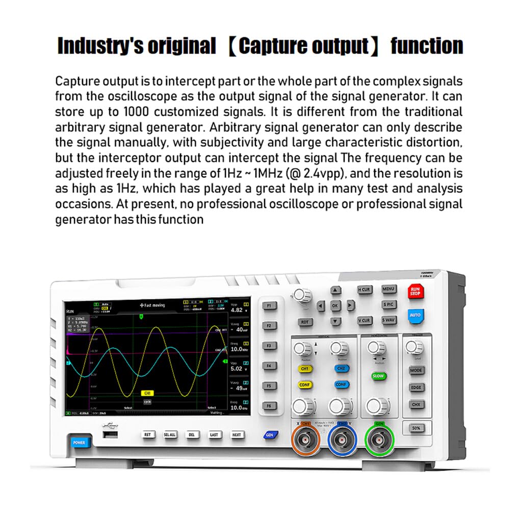 IOIUSKKU Osciloscopio digital Profesional 1GB Almacenamiento Interfaz USB LCD Luz Osciloscopios ajustables Generador de señal