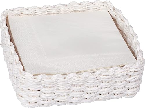 Miniatura 2 de Ideal Home Range Cesta tejida para servilletero, tamaño de almuerzo, color blanco
