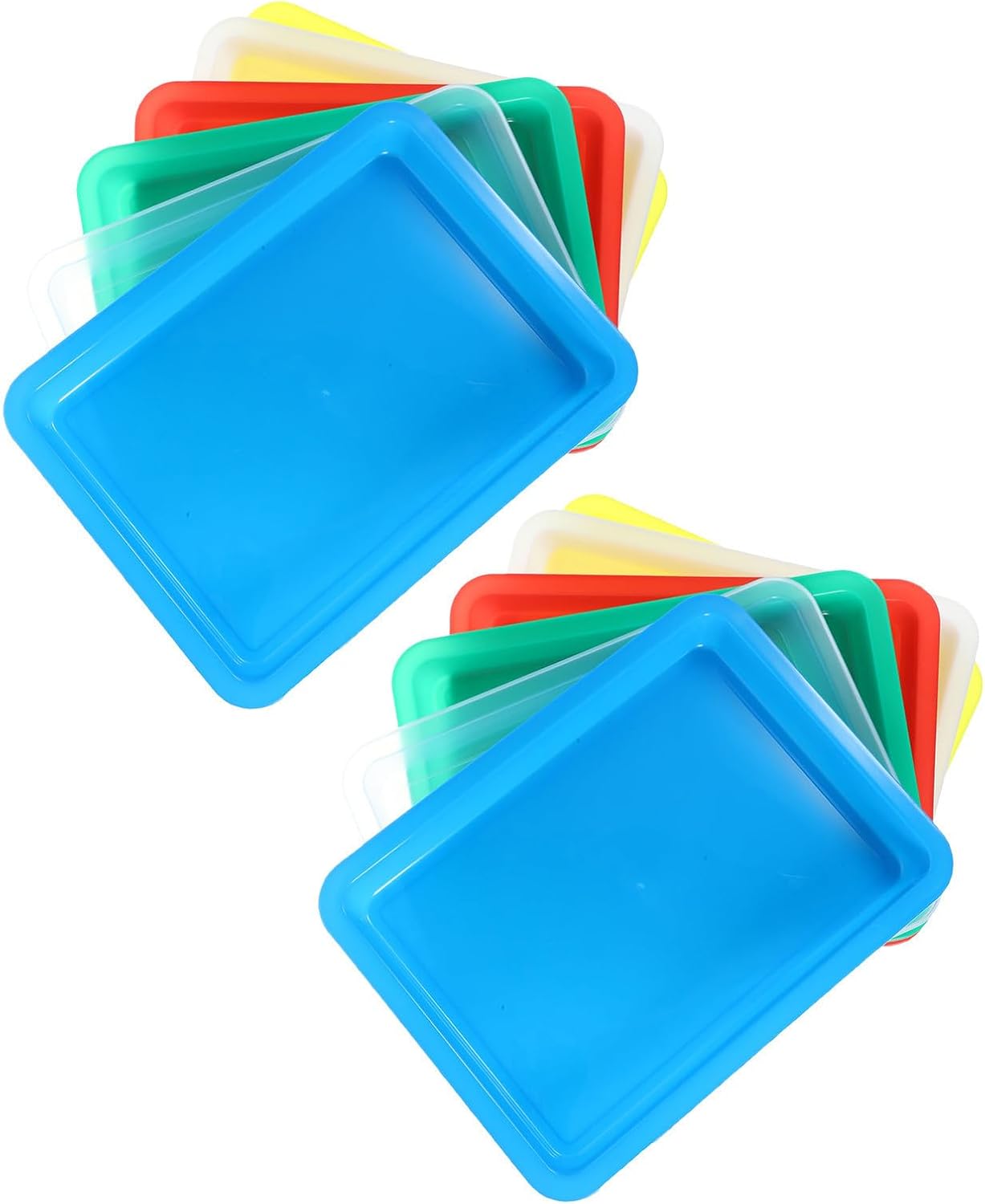 12 piezas de bandejas de almacenamiento apilables de plástico para aula, organizadores para maestros y manualidades, superficie fácil de limpiar para actividades educativas y proyectos DIY miniatura 1
