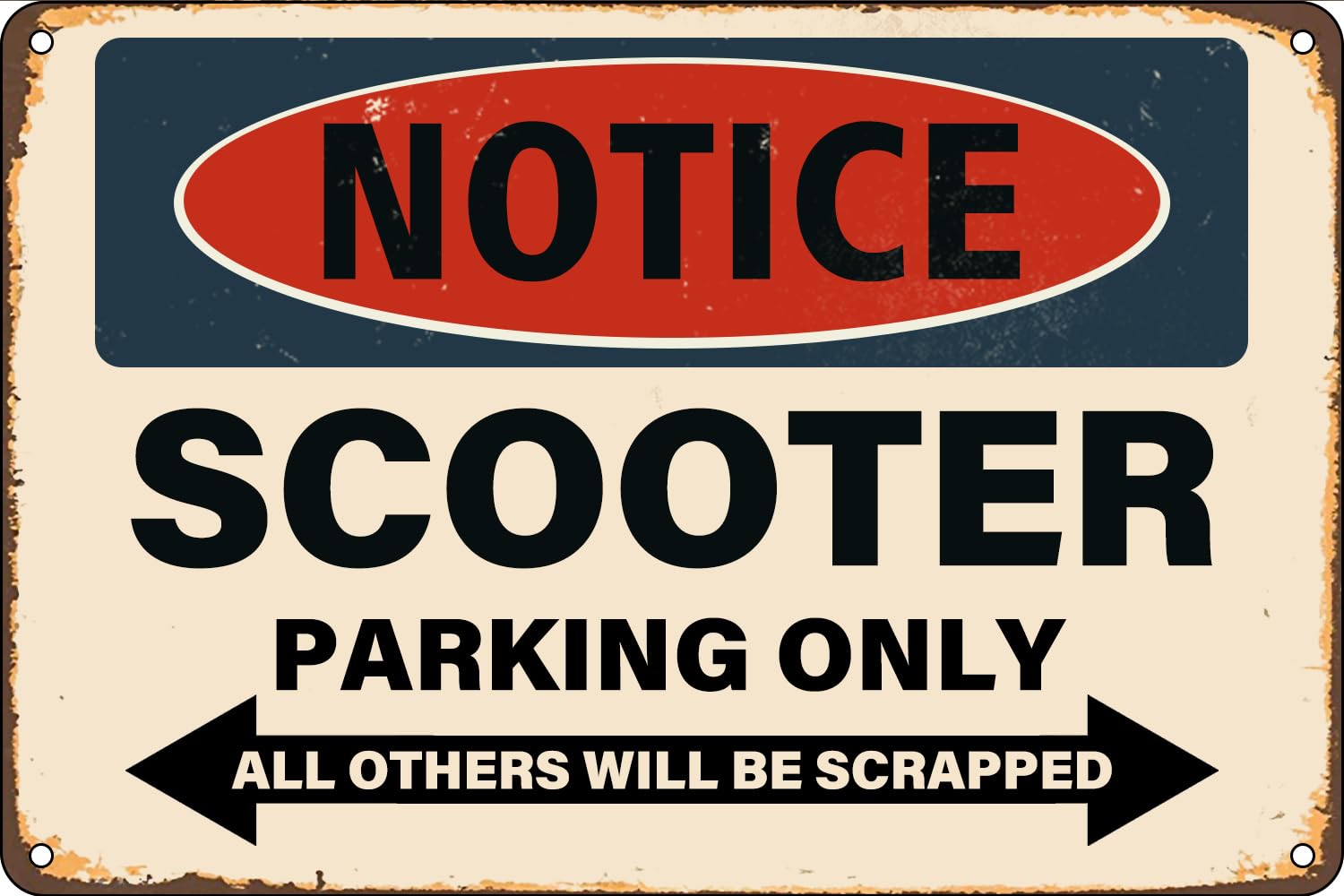 Preeklen Tin Sign 034 Notice Scooter Parking Only Funny Vintage Metal Tin Signs For Home Coffee Shop Bar Pub Hotel Wall Decor 8X12 Inch