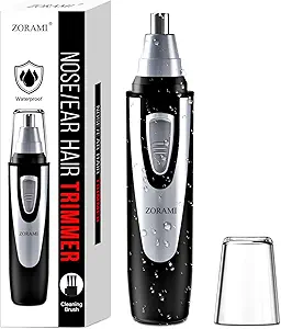 Ear and Nose Hair Trimmer Clipper - 2025 Professional Painless Eyebrow & Facial Hair Trimmer for Men Women, Battery-Operated Trimmer with IPX7 Waterproof, Dual Edge Blades for Easy Cleansing Black