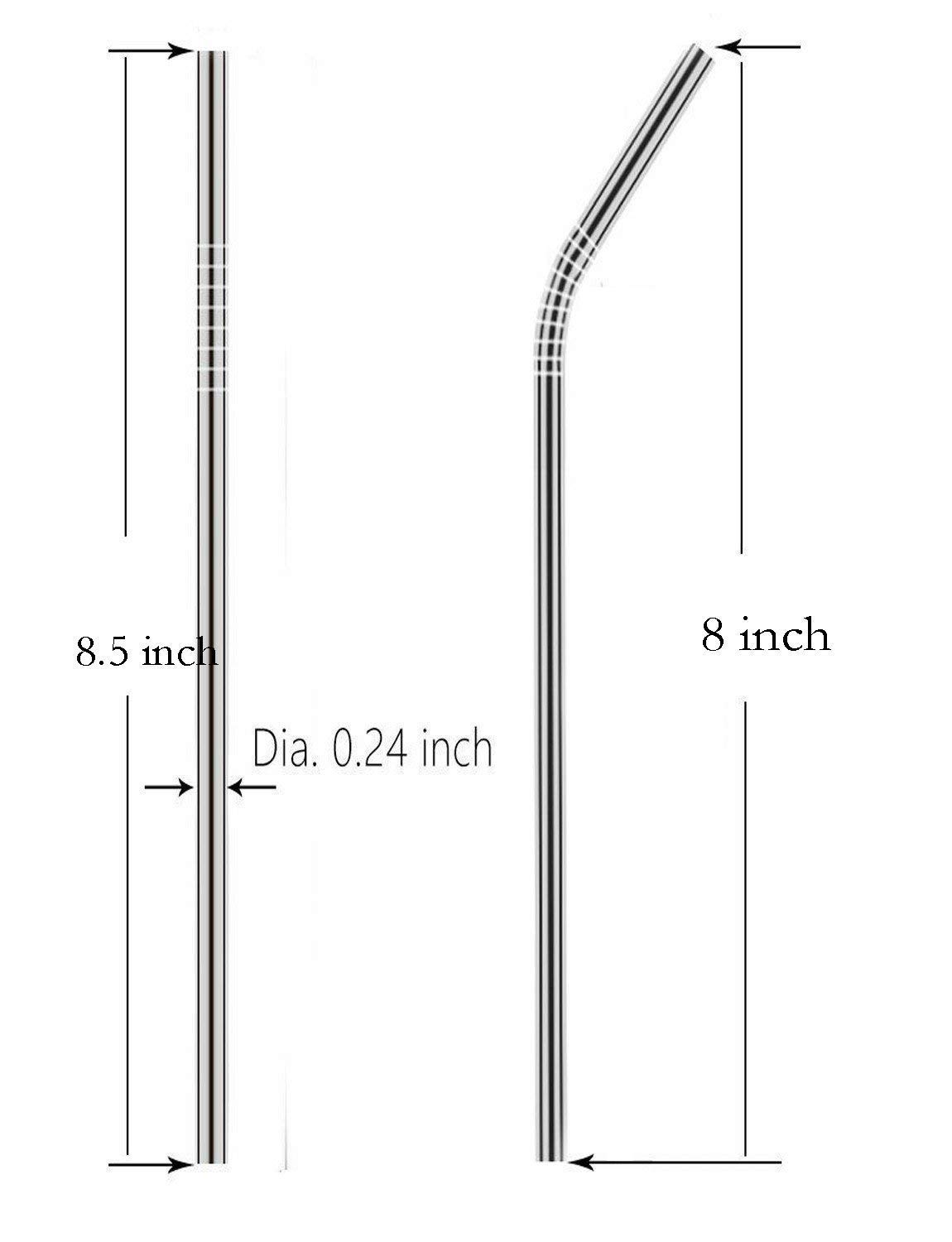 Diniva Reusable Stainless Steel Drinking Straws, Safe & Hygenic (2 Bend & 2 Straight Straws, 1 Cleaning Brush)- Silver 1