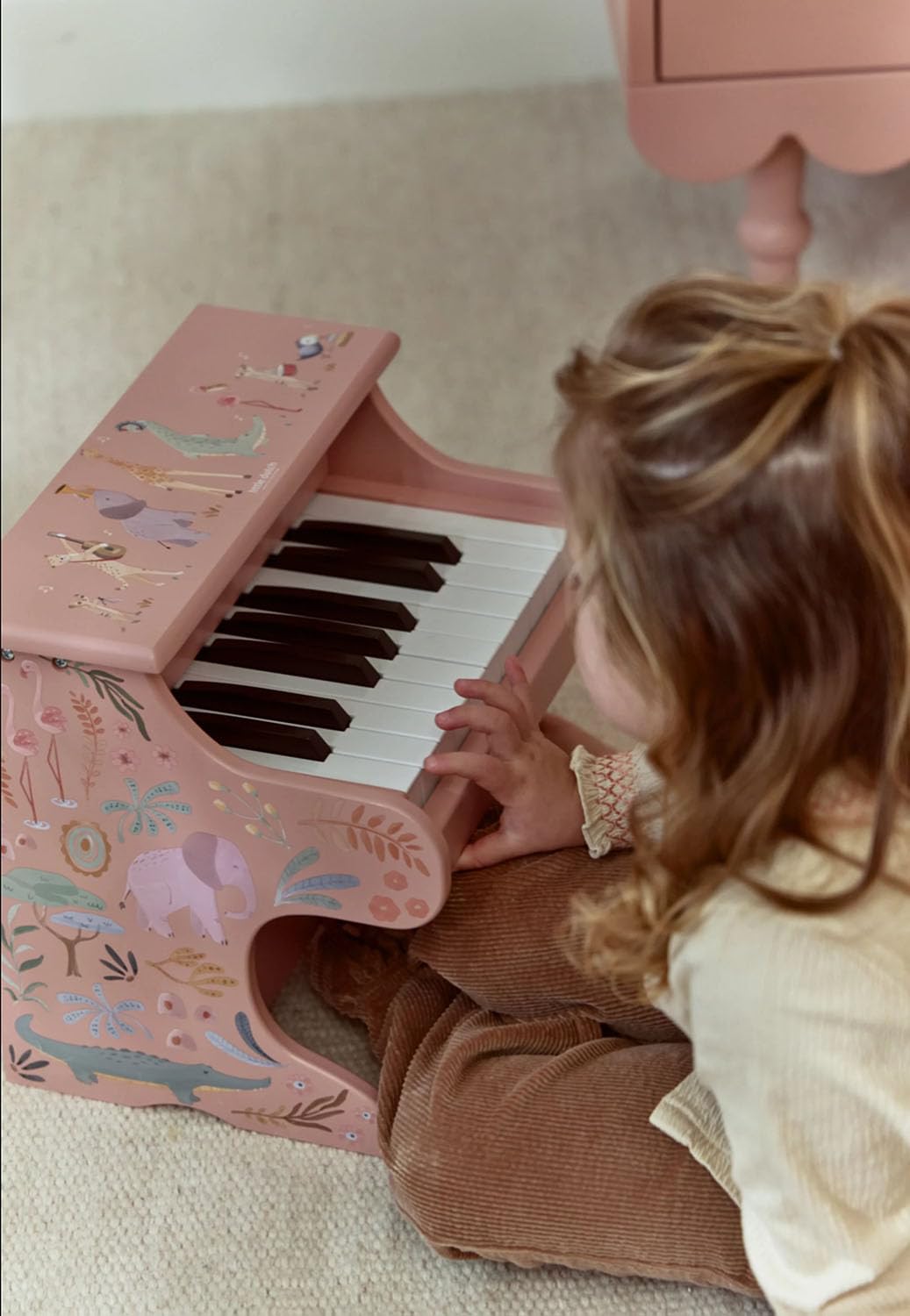Little Dutch Kinder Piano - Klavier - Holzklavier - Holzpiano - für Mädchen ab 3 Jahren - Safari Friends - rosa