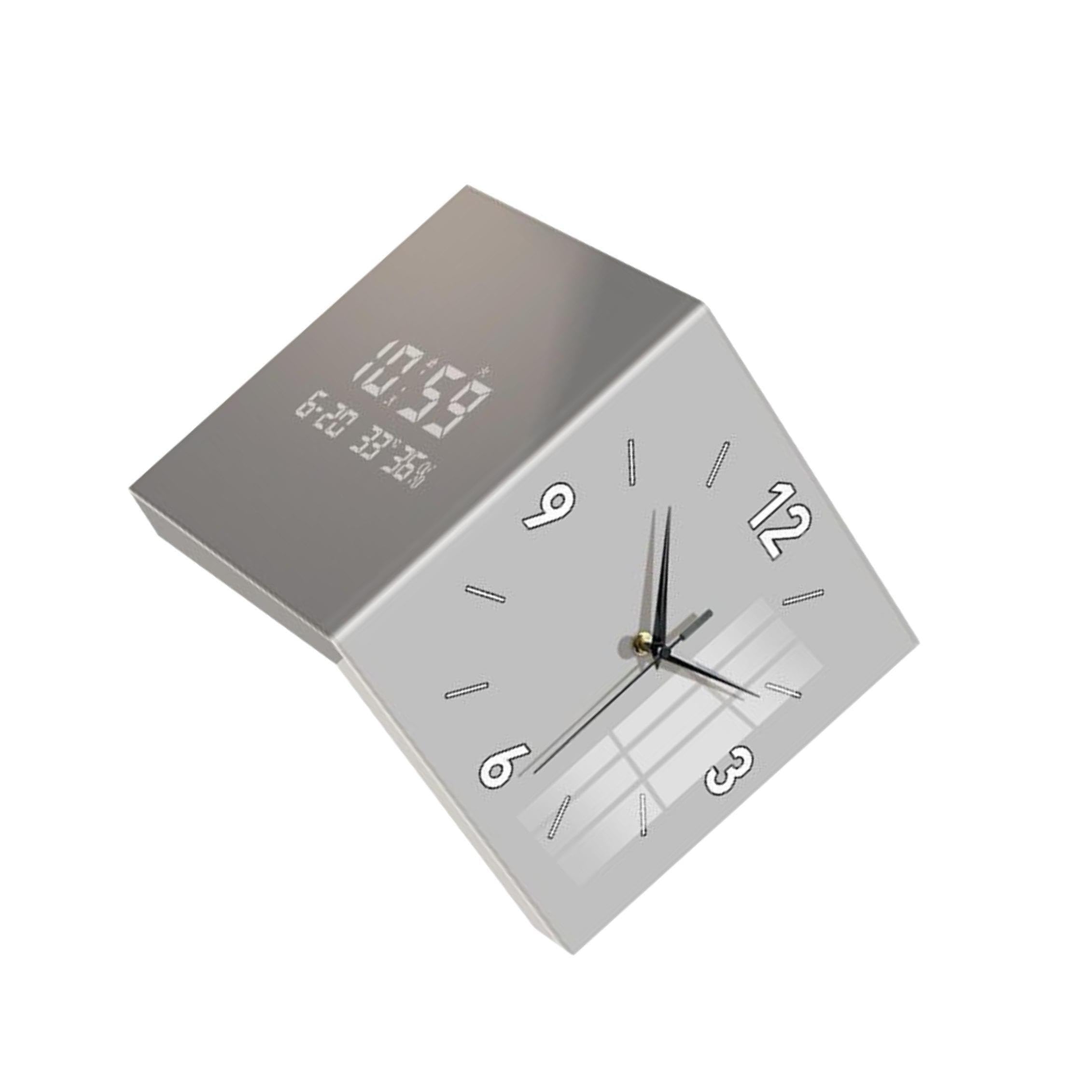 Orologio da Parete bifacciale angolare Attraente per Ufficio, Elegante, Che valorizza Qualsiasi Spazio con per Eleganza, Mentre L'Altro Lato Offre Schermo Digitale, Grigio, 30x30x30cm