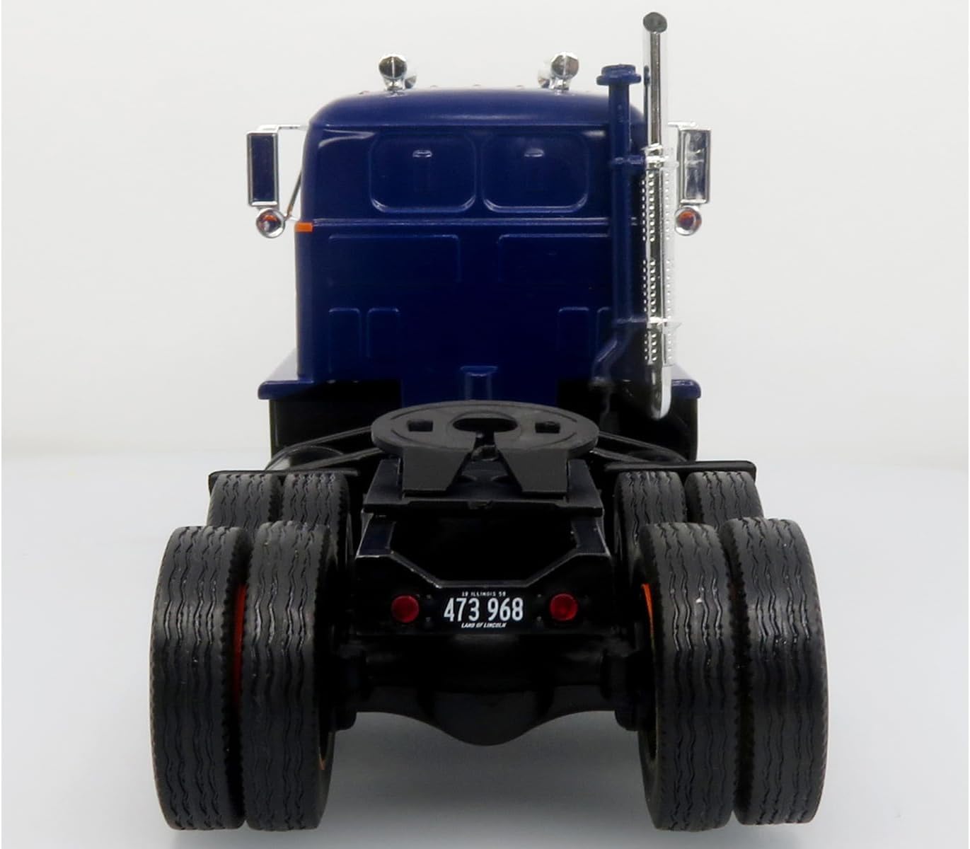 1959 International DCOF-405 Truck with Box Trailer Cooper Jarrett Inc. Dark Blue with Orange Stripes North American Vintage Truck Collection 1/43 Diecast Model 43-0637
