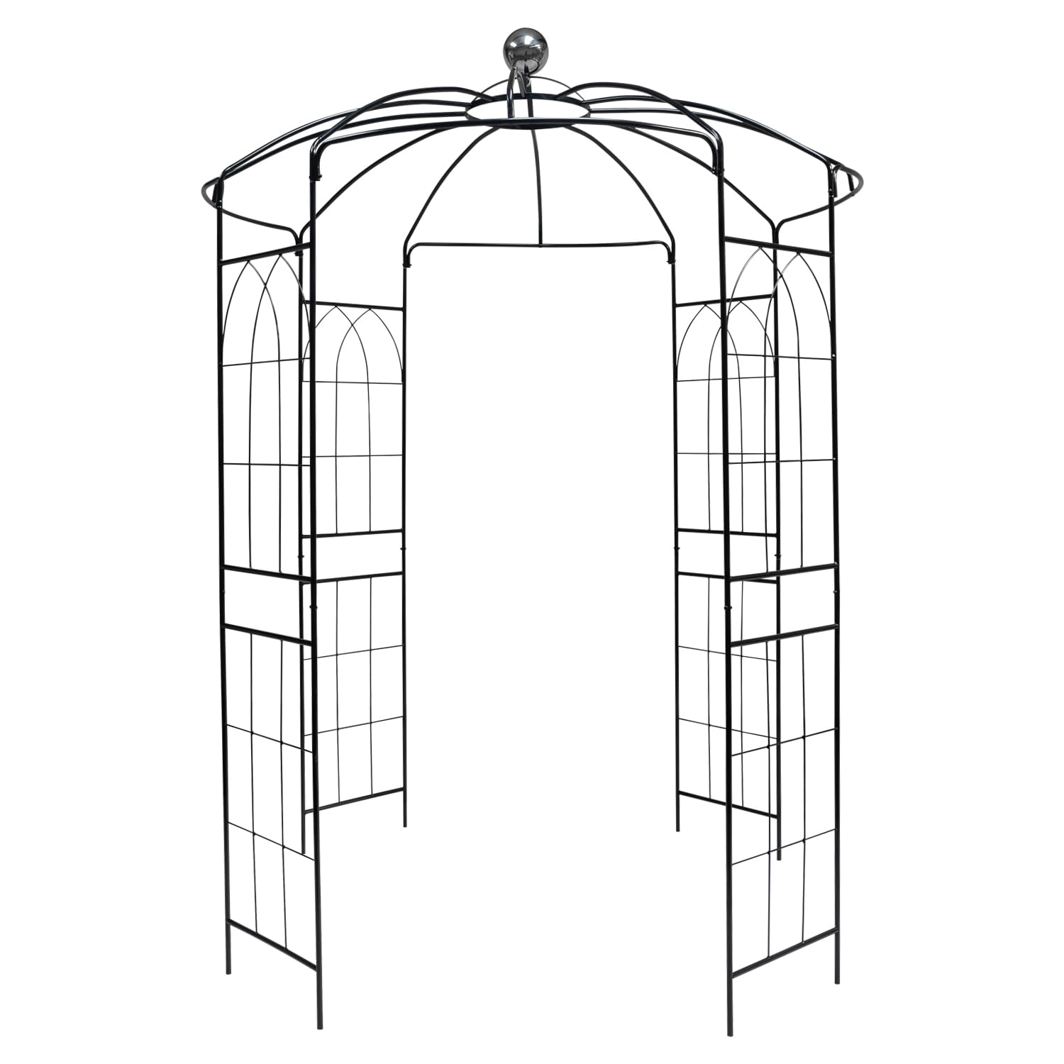 Woodside Santon French Style Metal Garden Birdcage Pergola, Outdoor Heavy Duty Gazebo/Pavilion/Arbour/Arch, Ideal for Wedding, Climbing Plant Trellis