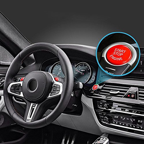 RuleaxAsi Tampa do botão do motor do carro compatível com chassi BMW F/G com argila pegajosa azul