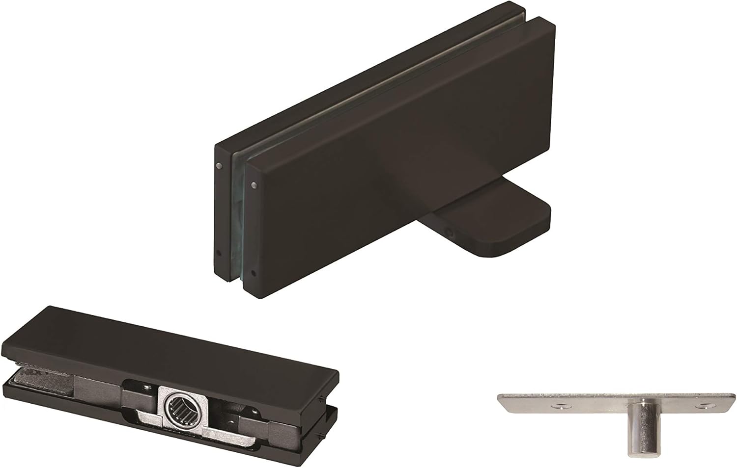 NHN Hydraulic Self Closing Pivot Door Closer (Hold Open) for Glass Door + Top Patch + Top Pivot, No Floor Digging Matte Black