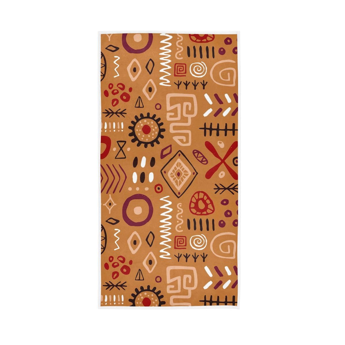 HUYGD Abstract Ethnic Tribal Brown Hand Towels, 15 x 30 Inches, Soft Highly Absorbent Towels for Bathroom Gym Hotel
